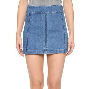 Free People Zip to It Denim Mini Skirt